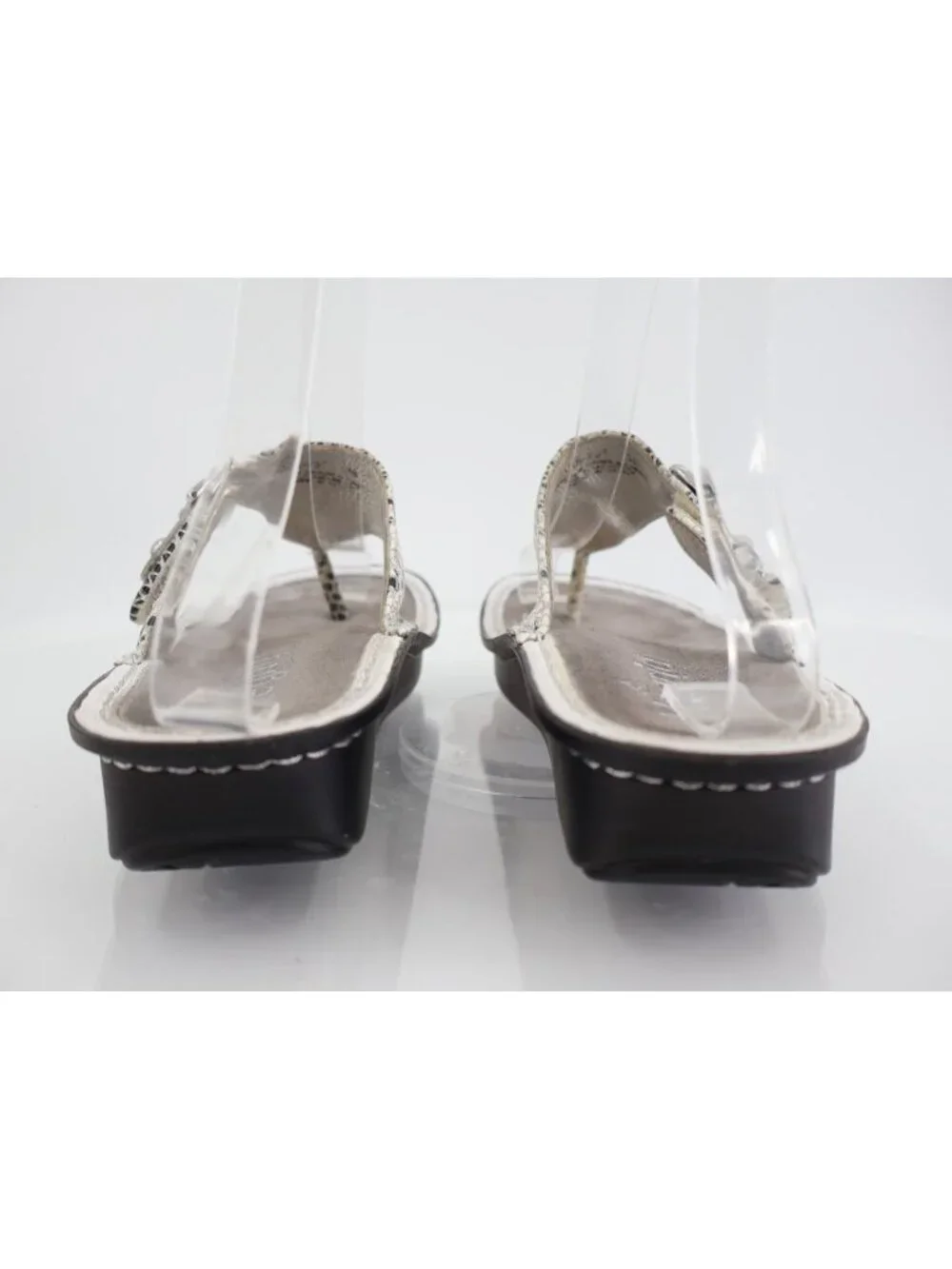 Alegria Women's Vanessa Thong Sandal Size 35 5 White Leather Snake Slide Shoes